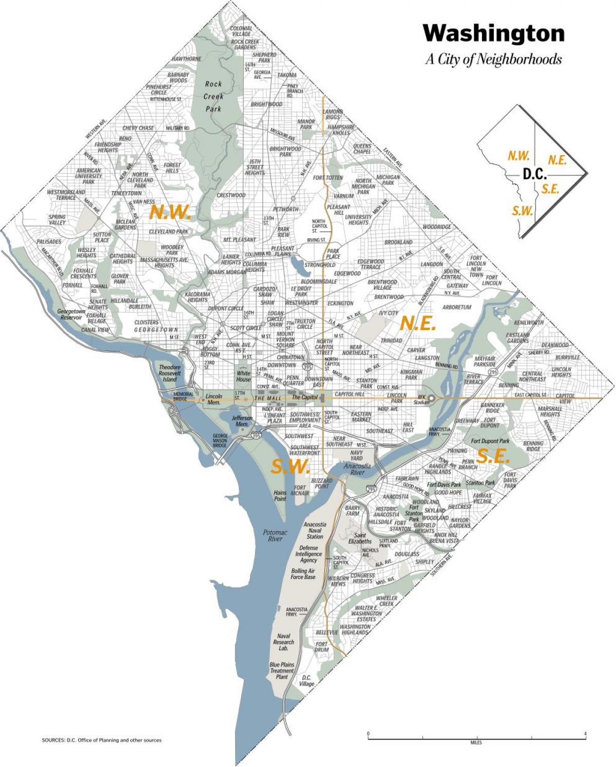 华盛顿特区附近的地图