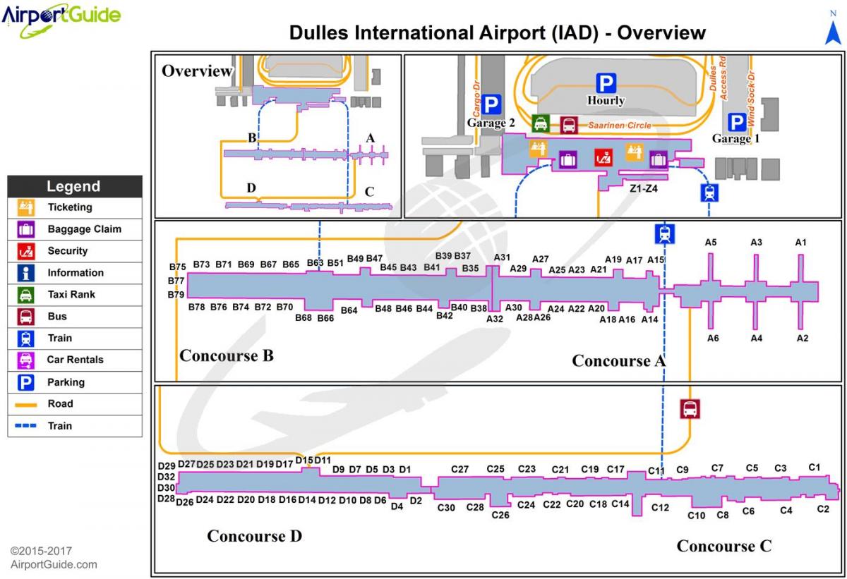 华盛顿的机场的地图