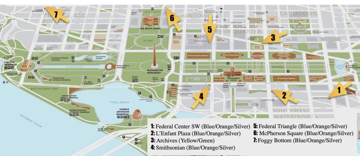 华盛顿特区的国家广场的地图