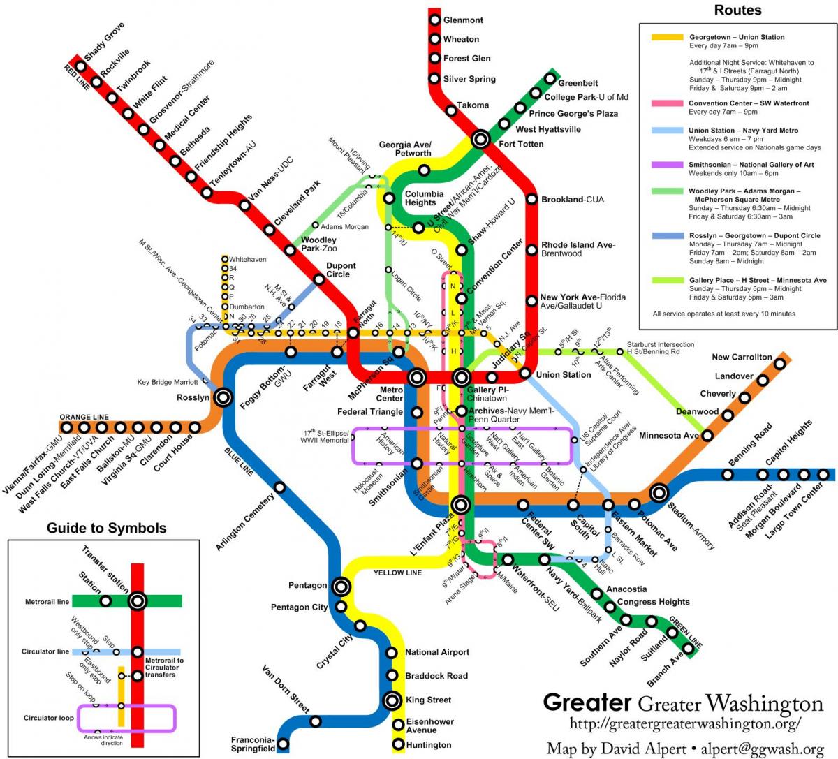 华盛顿地铁公交车的地图