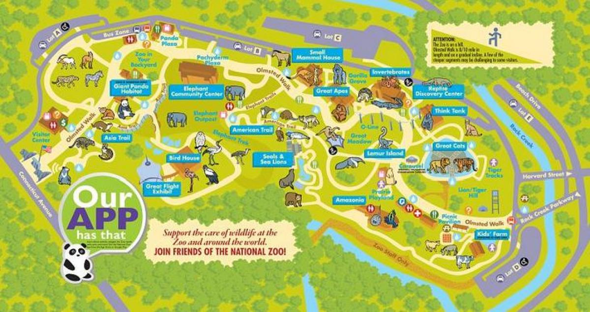 国家动物园的华盛顿特区地图