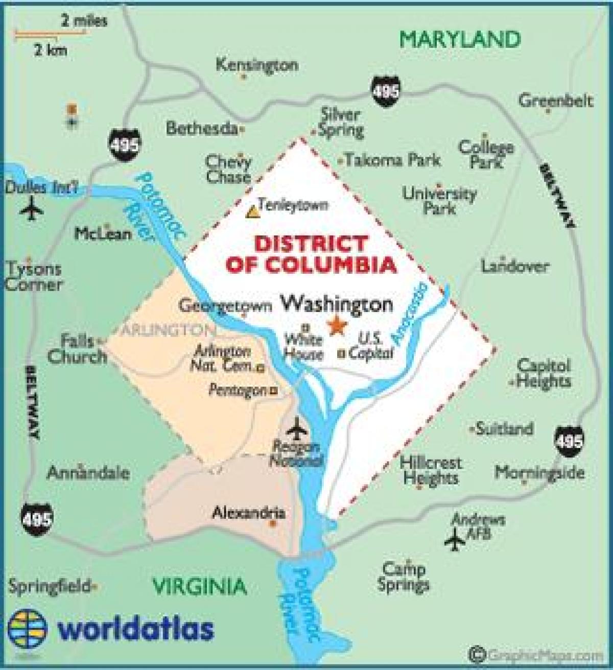 华盛顿特区和华盛顿状态地图