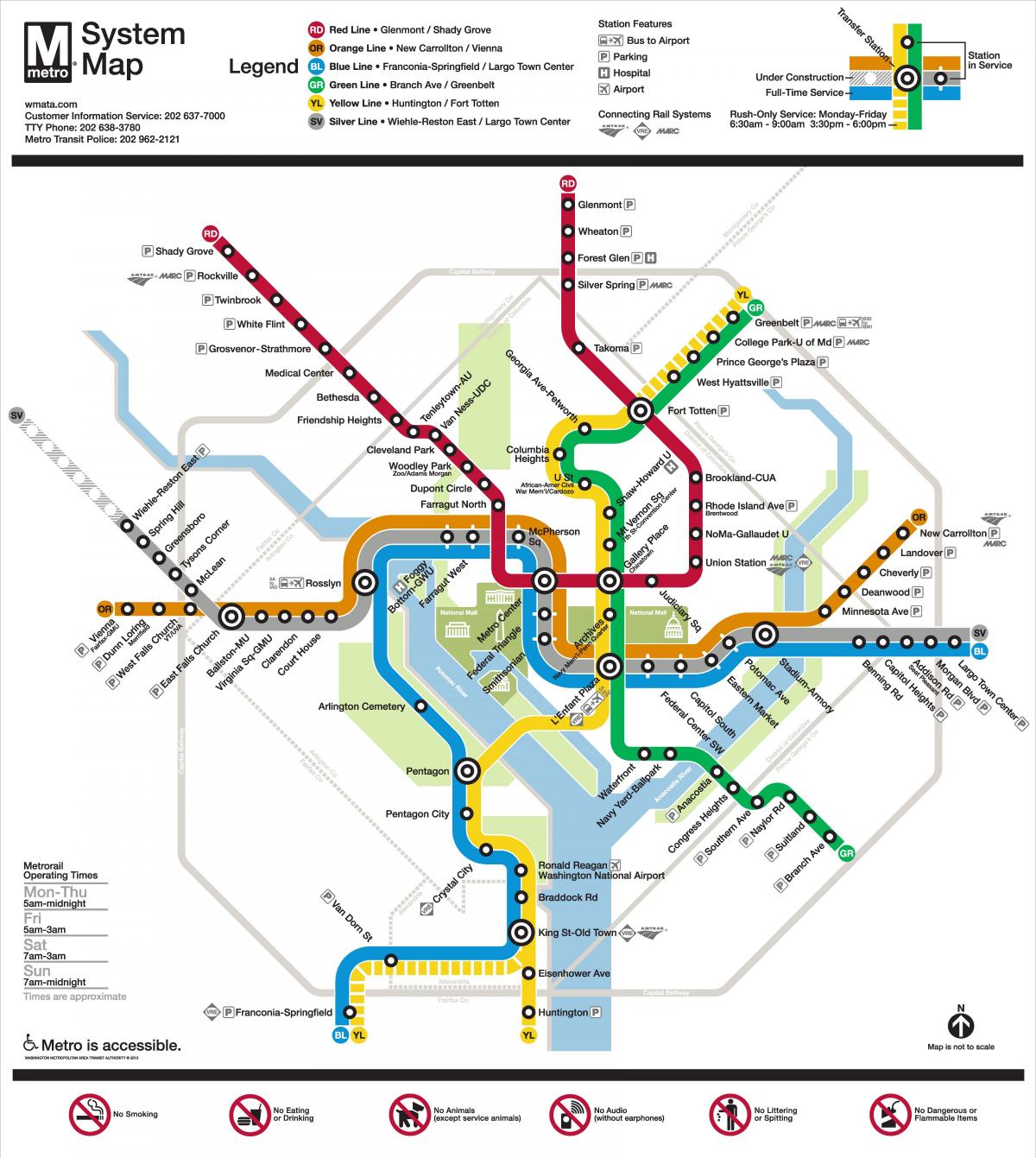 华盛顿特区地铁线图的银行