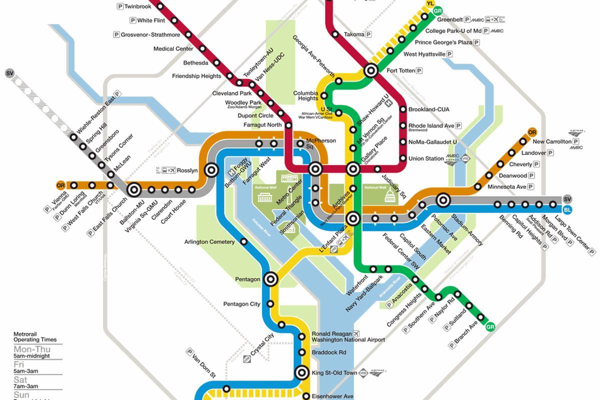 华盛顿地铁系统的地图