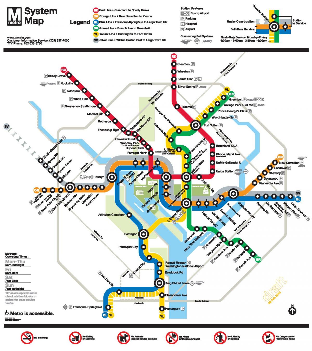 华盛顿特区地铁线的地图