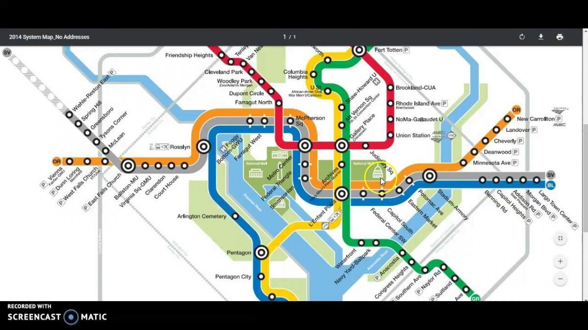 华盛顿的地铁旅行地图