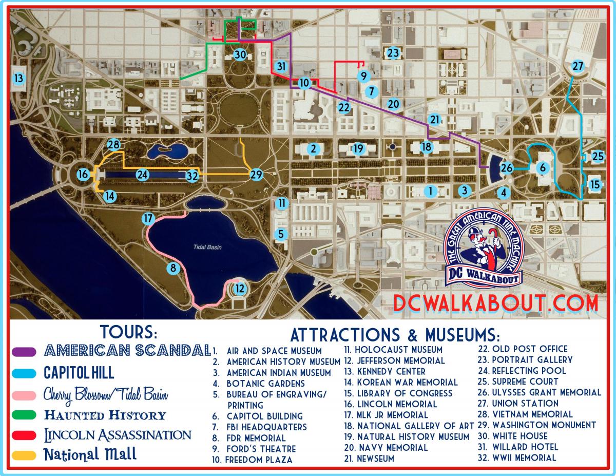 华盛顿特区的游客的指南的地图