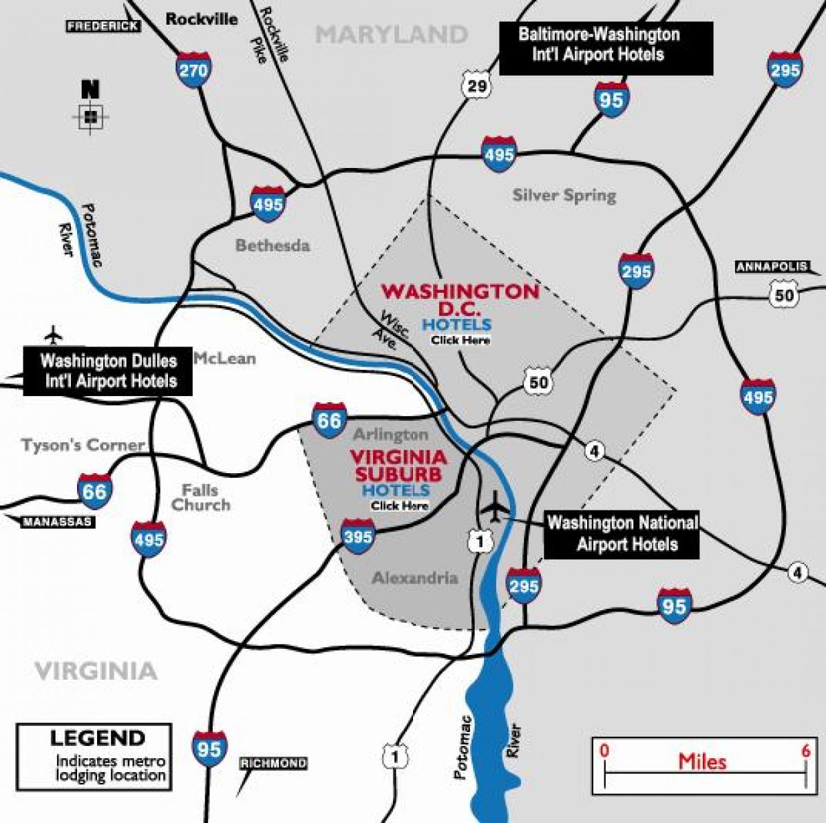 华盛顿地区的机场的地图