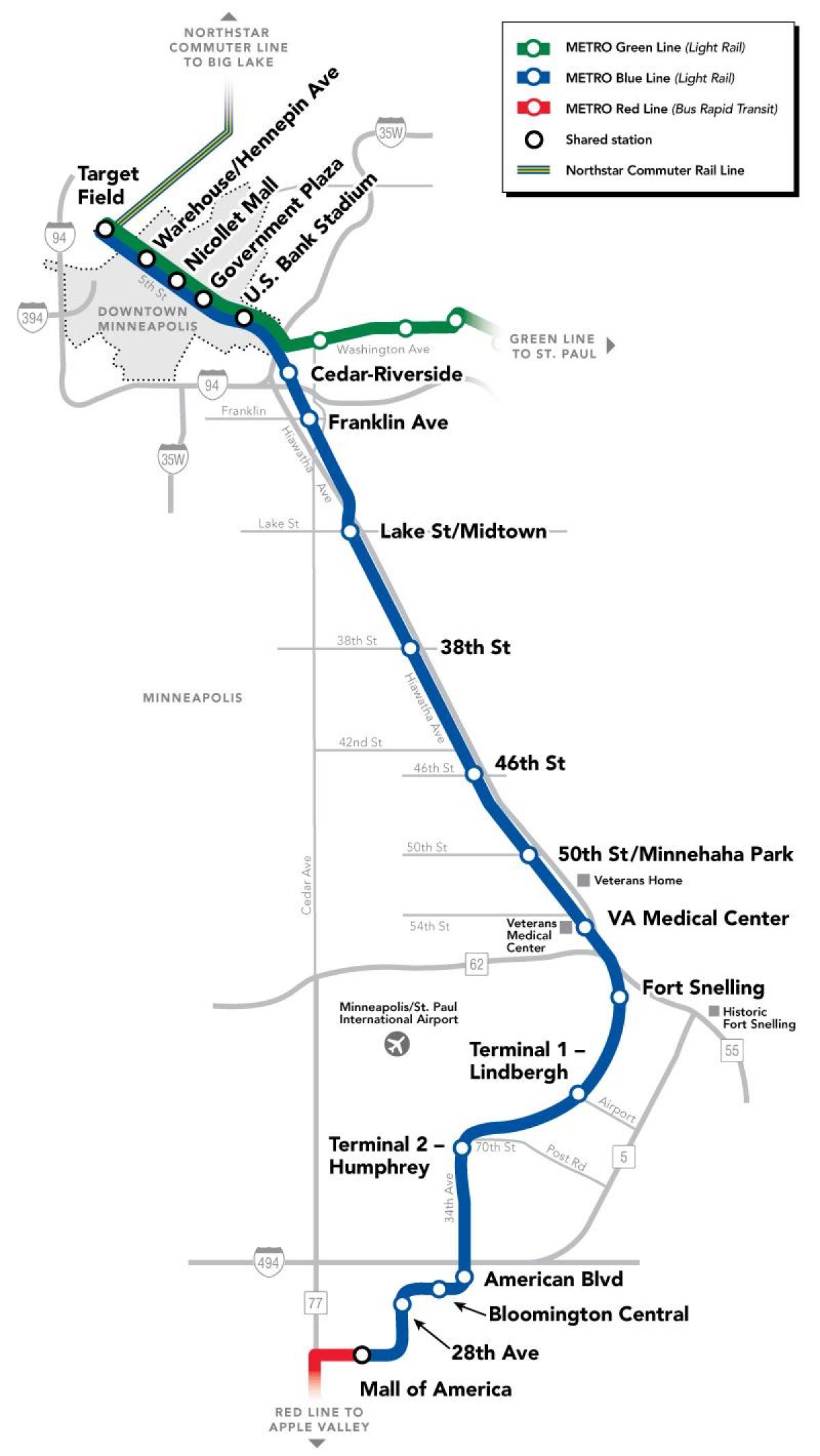 华盛顿地铁蓝线的地图