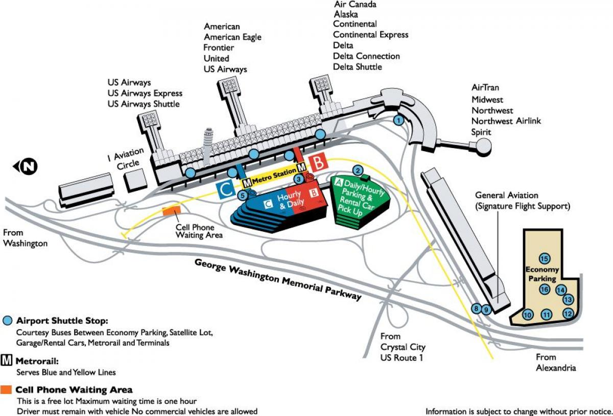 罗纳德*里根华盛顿国际机场的地图