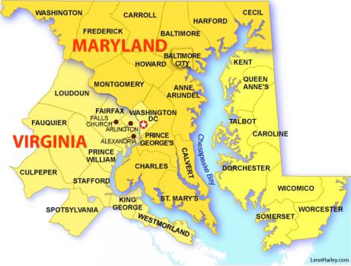 地图dc马里兰州和弗吉尼亚州