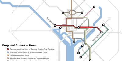 华盛顿特区的路面电车的地图