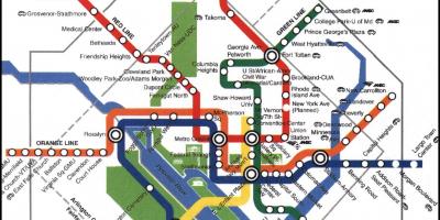华盛顿地铁列车的地图